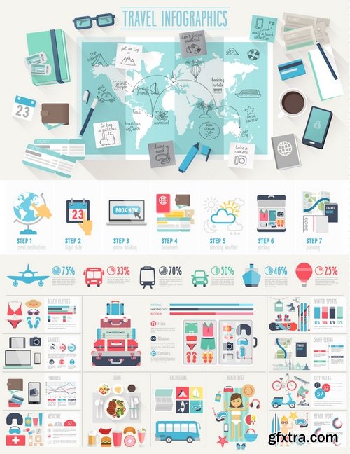 Stock Vectors - Travel Infographic Set With Charts And Other Elements