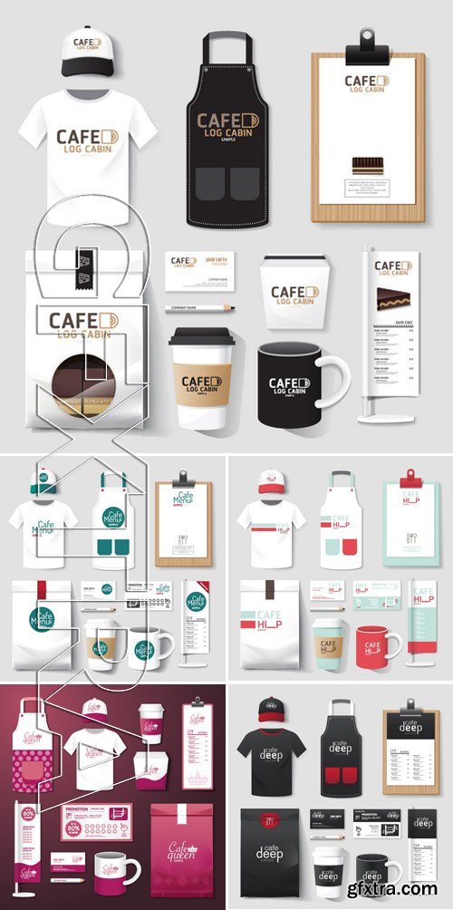 Stock Vectors - Vector Restaurant Cafe Set Flyer, Menu, Package, T-Shirt, Cap, Uniform Design