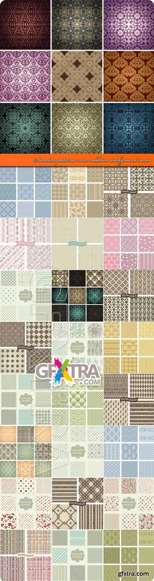 Seamless patterns retro collection background vector