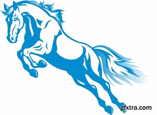 Collection of vector image running horse stallion 25 Eps