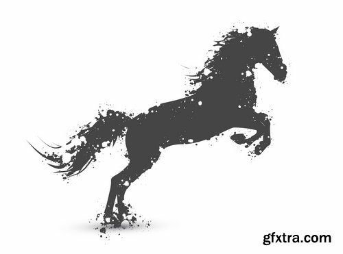 Collection of vector image running horse stallion 25 Eps