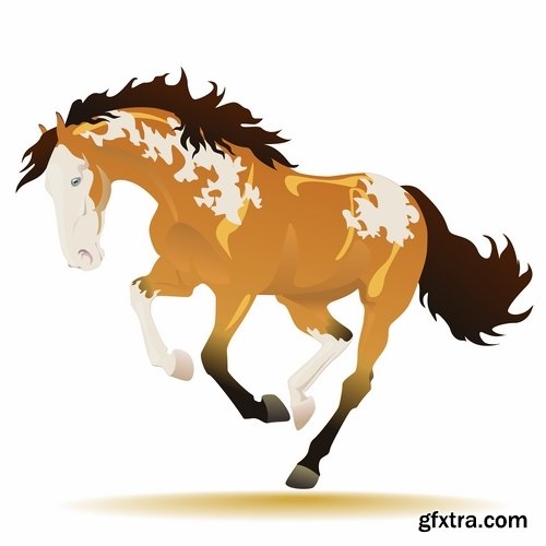 Collection of vector image running horse stallion 25 Eps