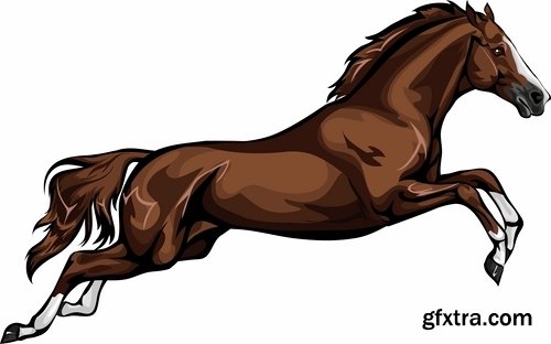 Collection of vector image running horse stallion 25 Eps