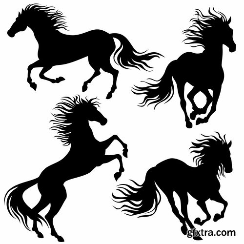 Collection of vector image running horse stallion 25 Eps