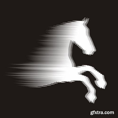 Collection of vector image running horse stallion 25 Eps