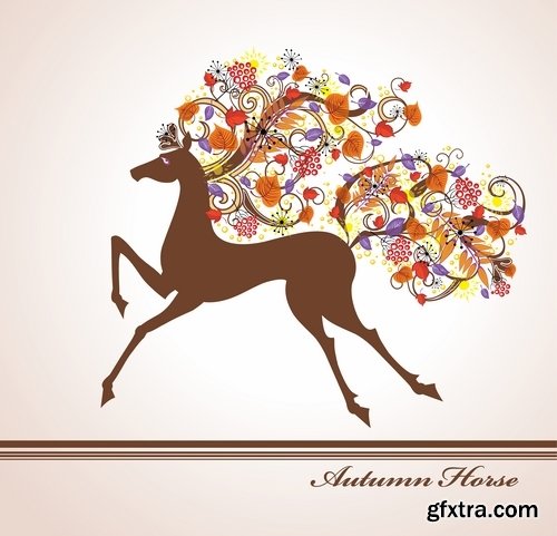 Collection of vector image running horse stallion 25 Eps