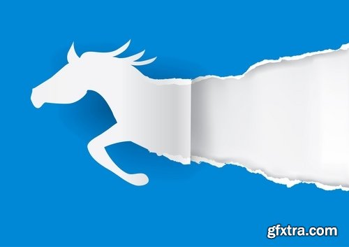 Collection of vector image running horse stallion 25 Eps