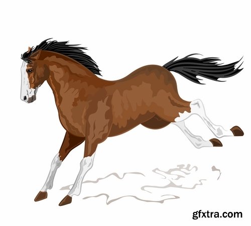 Collection of vector image running horse stallion 25 Eps