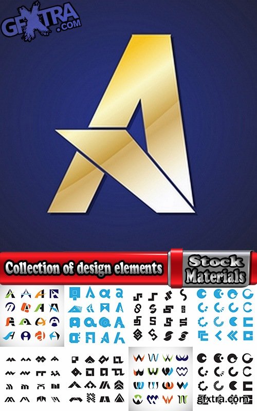 Collection of design elements vector image calligraphic alphabet letters 25 Eps