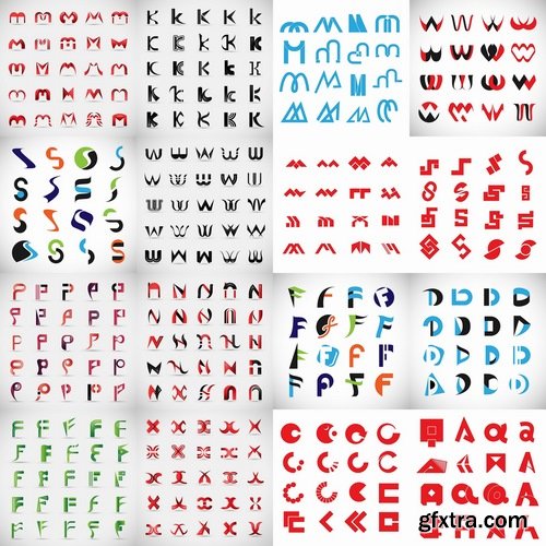 Collection of design elements vector image calligraphic alphabet letters 25 Eps