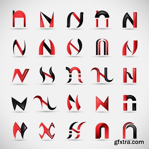 Collection of design elements vector image calligraphic alphabet letters 25 Eps