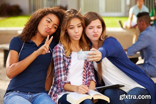 Portrait of three pretty student 5x JPEG