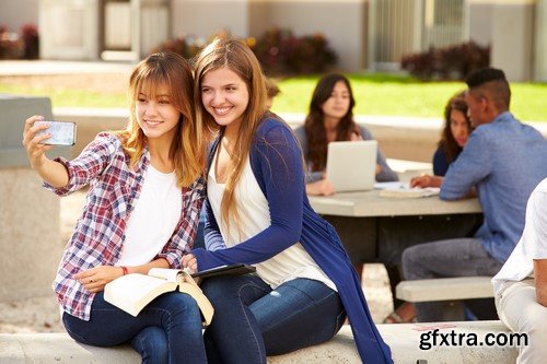 Portrait of three pretty student 5x JPEG