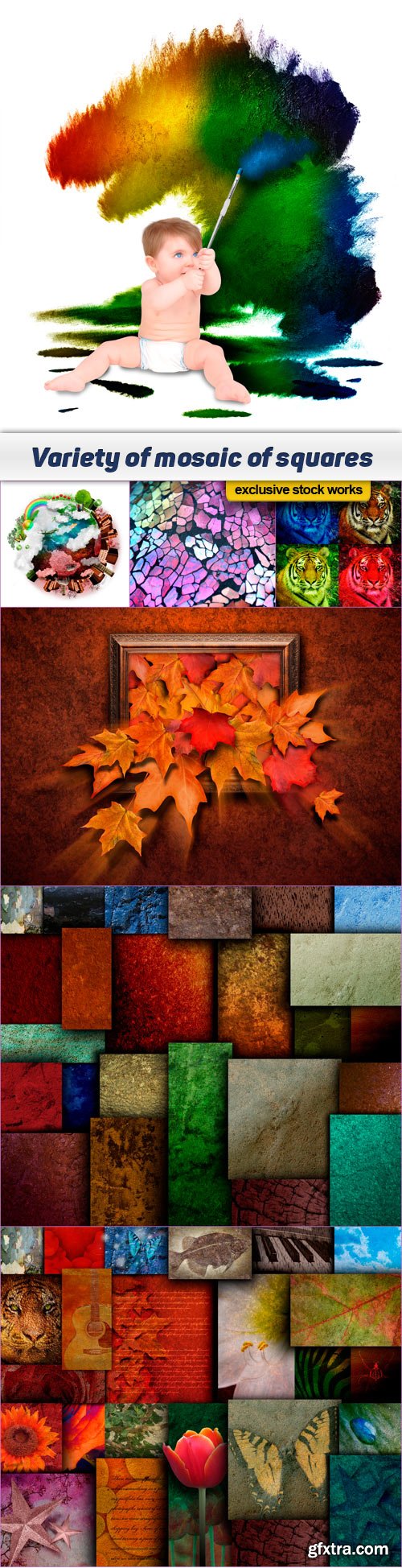 Variety of mosaic of squares 7x JPEG