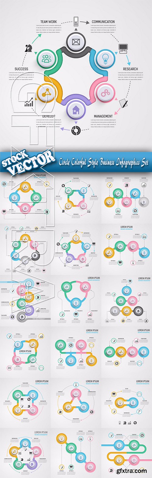 Stock Vector - Circle Colorful Style Business Infographics Set