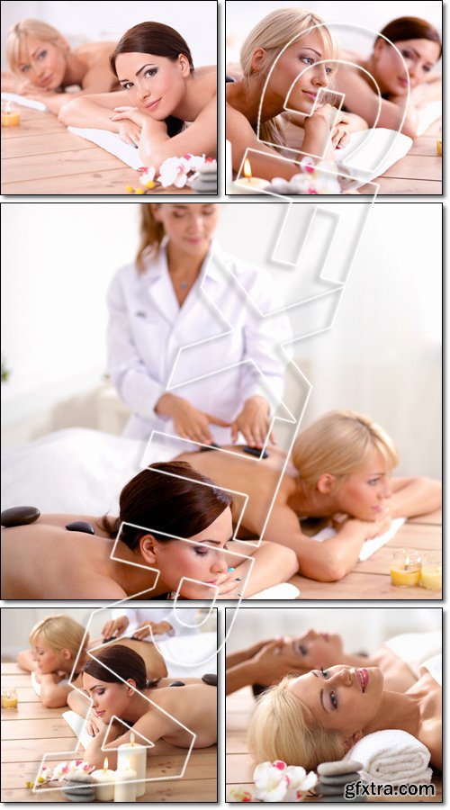 Two young beautiful woman relaxing and enjoying at the SPA - Stock photo