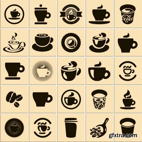 Coffee and hot drinks illustrations and symbols 7x EPS