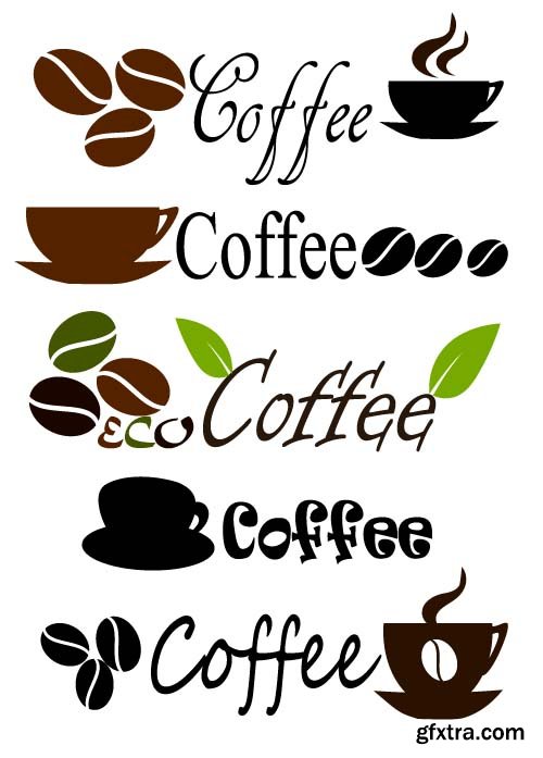 Coffee and hot drinks illustrations and symbols 7x EPS