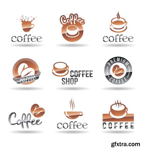 Coffee and hot drinks illustrations and symbols 7x EPS