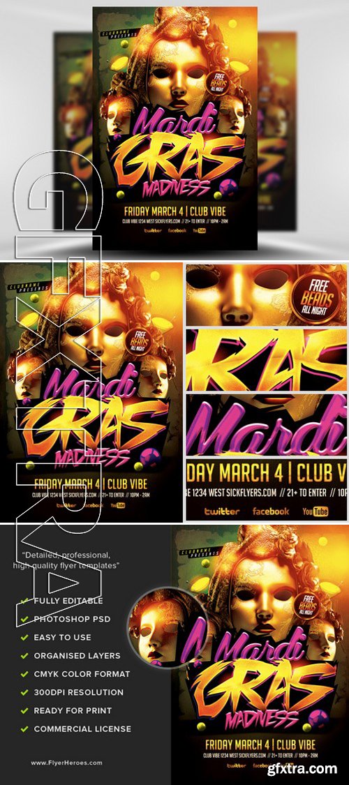 Mardi Gras Madness Flyer Template