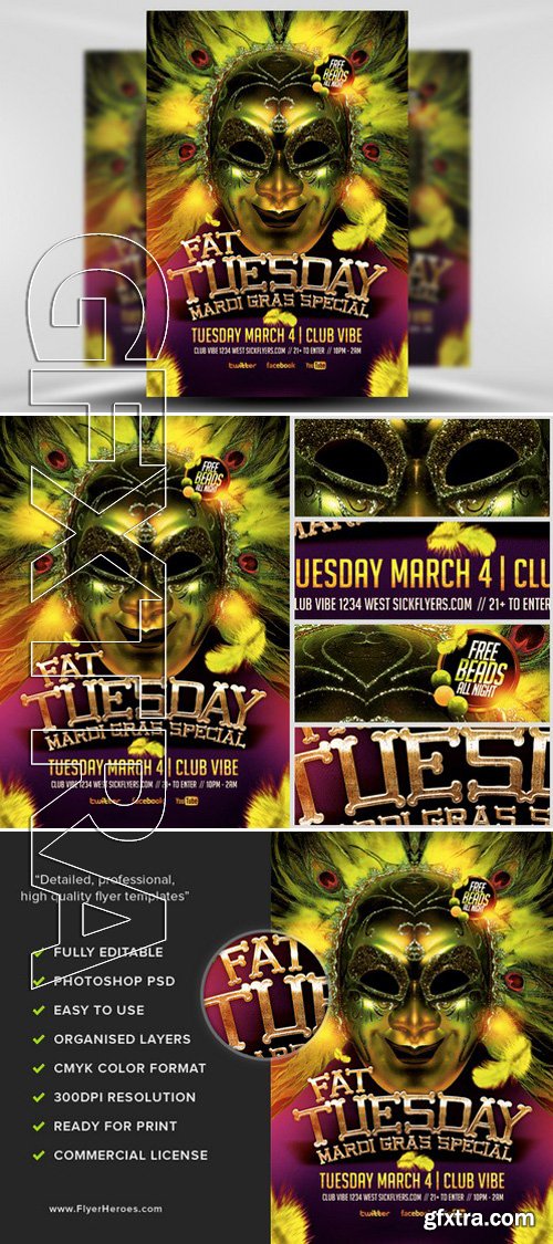 Fat Tuesday Mardi Gras Flyer Template