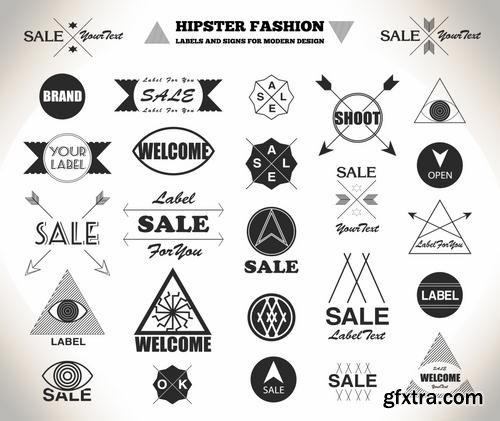 Stock Vector - Hipster Vintage Retro Labels Stickers Stamps Signs Marks and Calligraphy, 60EPS