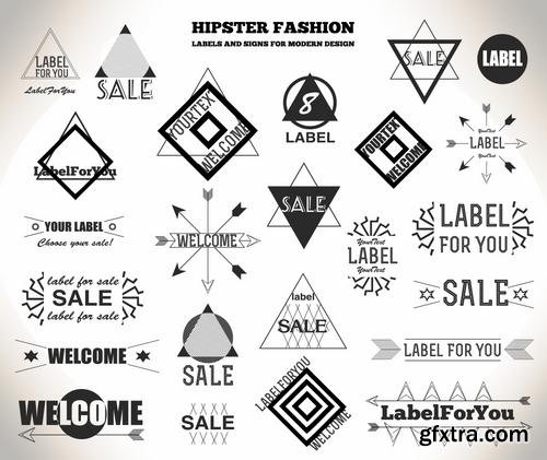 Stock Vector - Hipster Vintage Retro Labels Stickers Stamps Signs Marks and Calligraphy, 60EPS