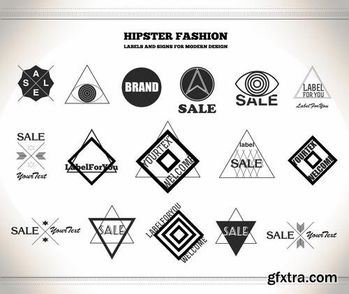 Stock Vector - Hipster Vintage Retro Labels Stickers Stamps Signs Marks and Calligraphy, 60EPS