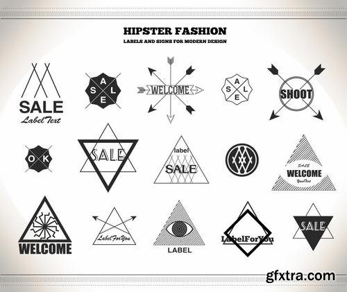 Stock Vector - Hipster Vintage Retro Labels Stickers Stamps Signs Marks and Calligraphy, 60EPS