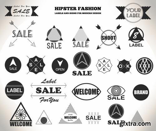 Stock Vector - Hipster Vintage Retro Labels Stickers Stamps Signs Marks and Calligraphy, 60EPS