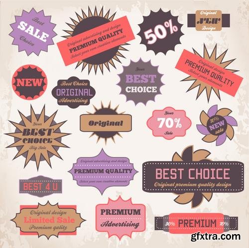 Stock Vector - Hipster Vintage Retro Labels Stickers Stamps Signs Marks and Calligraphy, 60EPS