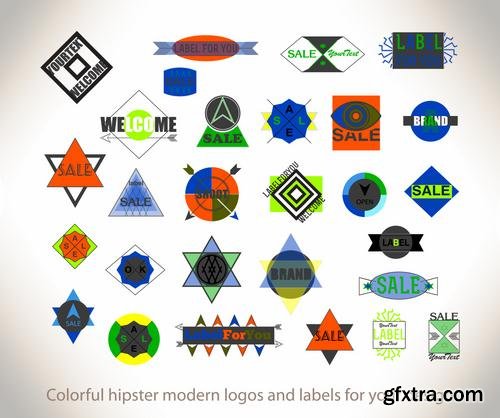 Stock Vector - Hipster Vintage Retro Labels Stickers Stamps Signs Marks and Calligraphy, 60EPS