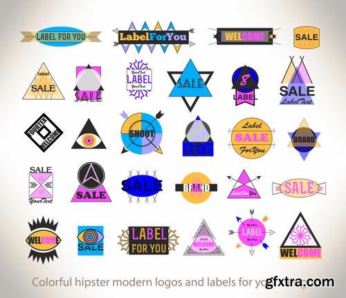 Stock Vector - Hipster Vintage Retro Labels Stickers Stamps Signs Marks and Calligraphy, 60EPS