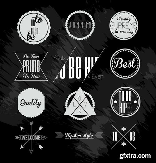 Stock Vector - Hipster Vintage Retro Labels Stickers Stamps Signs Marks and Calligraphy, 60EPS