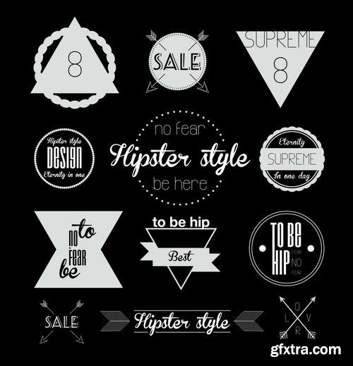 Stock Vector - Hipster Vintage Retro Labels Stickers Stamps Signs Marks and Calligraphy, 60EPS