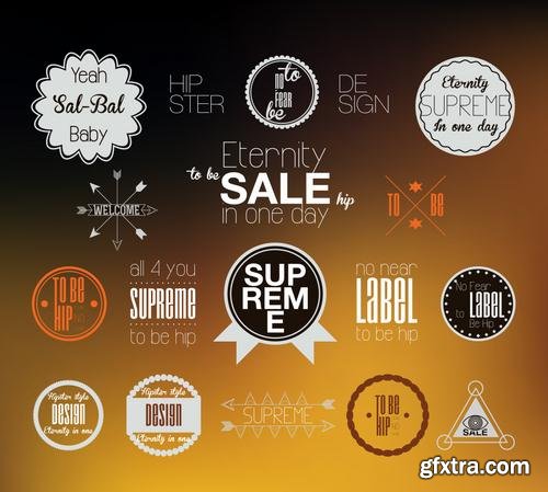 Stock Vector - Hipster Vintage Retro Labels Stickers Stamps Signs Marks and Calligraphy, 60EPS