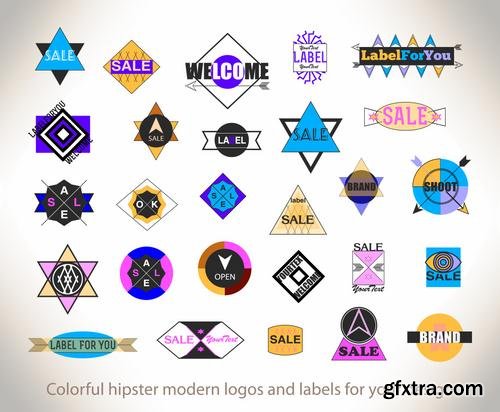 Stock Vector - Hipster Vintage Retro Labels Stickers Stamps Signs Marks and Calligraphy, 60EPS