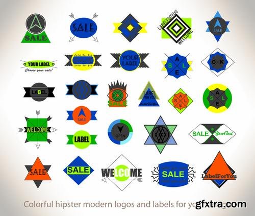 Stock Vector - Hipster Vintage Retro Labels Stickers Stamps Signs Marks and Calligraphy, 60EPS