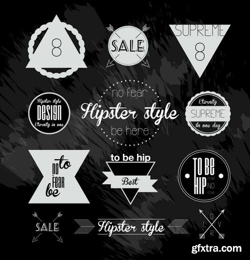 Stock Vector - Hipster Vintage Retro Labels Stickers Stamps Signs Marks and Calligraphy, 60EPS