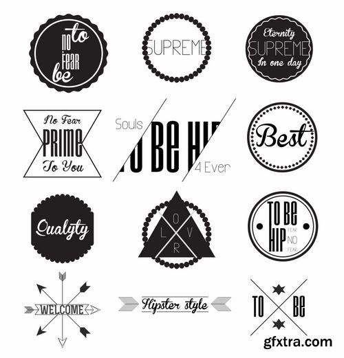 Stock Vector - Hipster Vintage Retro Labels Stickers Stamps Signs Marks and Calligraphy, 60EPS