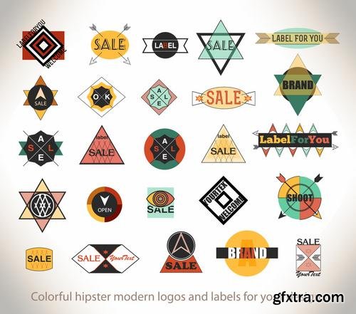 Stock Vector - Hipster Vintage Retro Labels Stickers Stamps Signs Marks and Calligraphy, 60EPS