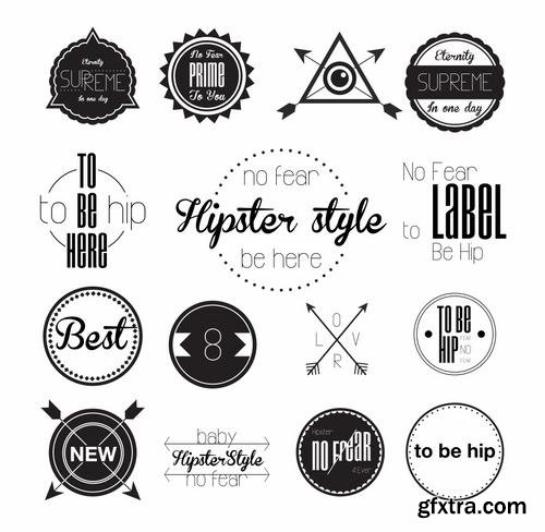 Stock Vector - Hipster Vintage Retro Labels Stickers Stamps Signs Marks and Calligraphy, 60EPS