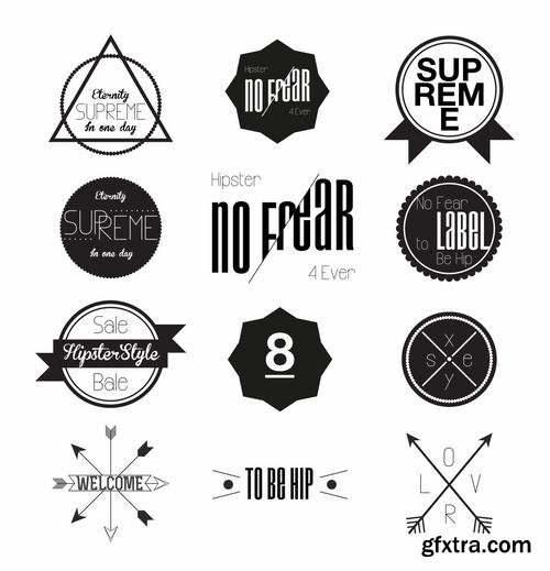 Stock Vector - Hipster Vintage Retro Labels Stickers Stamps Signs Marks and Calligraphy, 60EPS