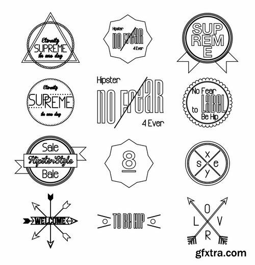 Stock Vector - Hipster Vintage Retro Labels Stickers Stamps Signs Marks and Calligraphy, 60EPS