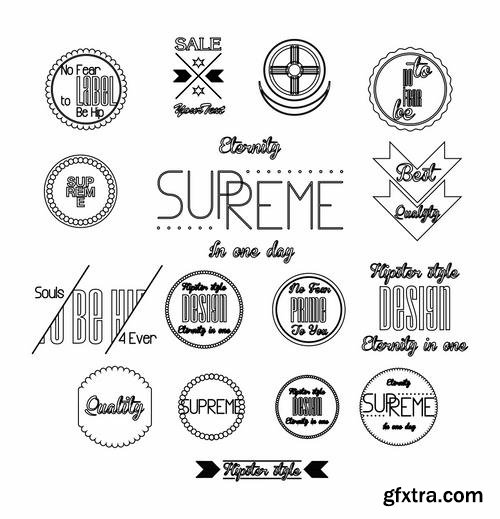 Stock Vector - Hipster Vintage Retro Labels Stickers Stamps Signs Marks and Calligraphy, 60EPS