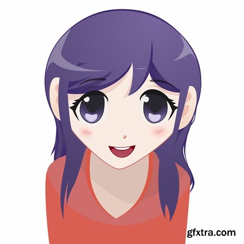 Collection of vector image funny cartoon anime character 25 Eps