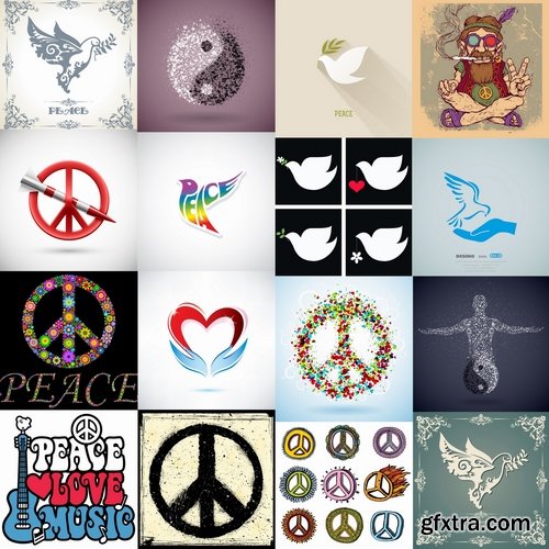 Collection of vector image world harmony sign of reconciliation dove 25 Eps