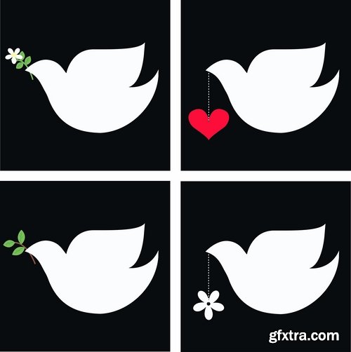 Collection of vector image world harmony sign of reconciliation dove 25 Eps