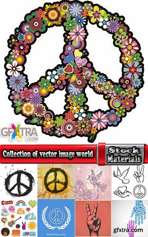 Collection of vector image world harmony sign of reconciliation dove 25 Eps