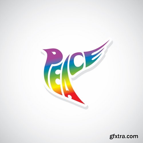 Collection of vector image world harmony sign of reconciliation dove 25 Eps